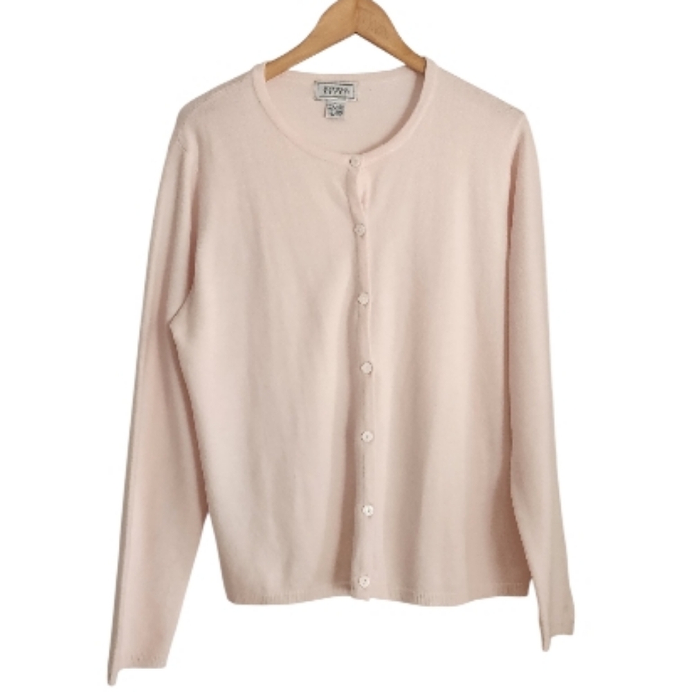 Vintage Jennifer Moore Light Pink Women's‎ Cardigan Sz L Feminine Soft Girl